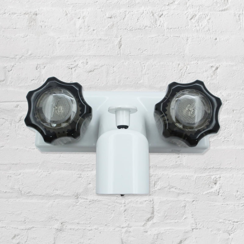 WMF Mobile Home RV Tub & Shower Faucet, Smoke Double Handles, 4" on Center, Non Metallic, for Travel Trailers, Campers Must Haves, Motorhomes Accessories, Farmhouse White