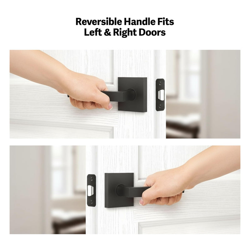 Keylynx Square Interior Door Handle Compatible with D200 Smart Lock, Passage Non-Locking Lever for Closet & Hallway, Reversible for Right & Left Side, Smooth Operation