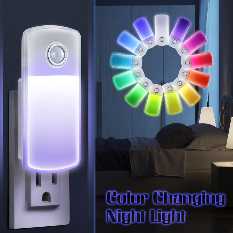 Enhon Emergency Power Failure Night Lights, 5-in-1 Multi Color LED Light, Rechargeable Flashlight with Foldable Plug, Automatic On Off Motion Sensor for Bedrooms, Hallways, Black Outs(2 Pack) 2