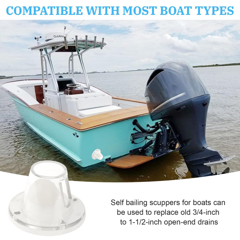 Boat Self-Bailing Ball Scupper Valve - Fits 3/4 Inch to 1-1/2 Inch scuppers for Boats- Boat Scupper Drain Valve Self-Bailing Ball Replaces Old Flapper Scuppers 2