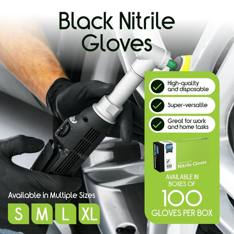 Inspire Black Nitrile Disposable Gloves | 4.5 Nitrile Disposable Safety Medical Cooking Cleaning Disposable Black Gloves|Large, 100 Count Large Black - Box of 100