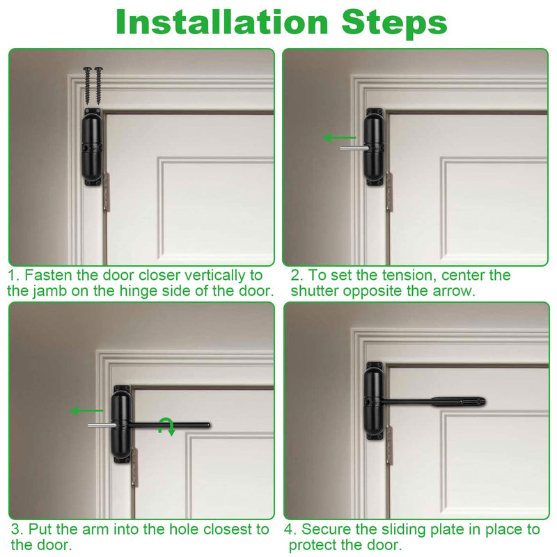 JMIATRY 2PCS Spring Door Closer Automatic Door Closer Residential Auto Doors Closers Black Soft Closing Screen Doors Closers for Home Self-Closing