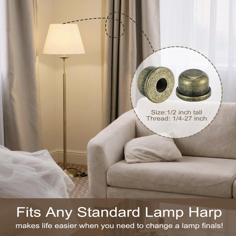 2pcs Bronzed Lamp Finials, Quality Solid Brass Finial for Lamp Shade Holder Harp,1/2 Inch Tall Lamp caps Tapped, 1/4-27 Decorative Knob Lamps Finials Accessories