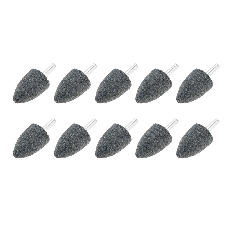 dophee 10Pcs 25mm Cone Shape Aluminum Oxide Mounted Grinding Stones Rotary Grinding Bits with 1/4" Shank for Electric Rotary Tools Drill Grinder
