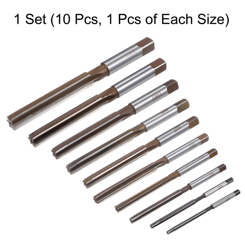 uxcell 10pcs Hand Reamers Set 3mm 4mm 5mm 6mm 7mm 8mm 9mm 10mm 11mm 12mm H7 Metric Alloy Steel Reamer Bit Straight Flutes Steel Cutting Tool for Metal Wood Hole Reaming