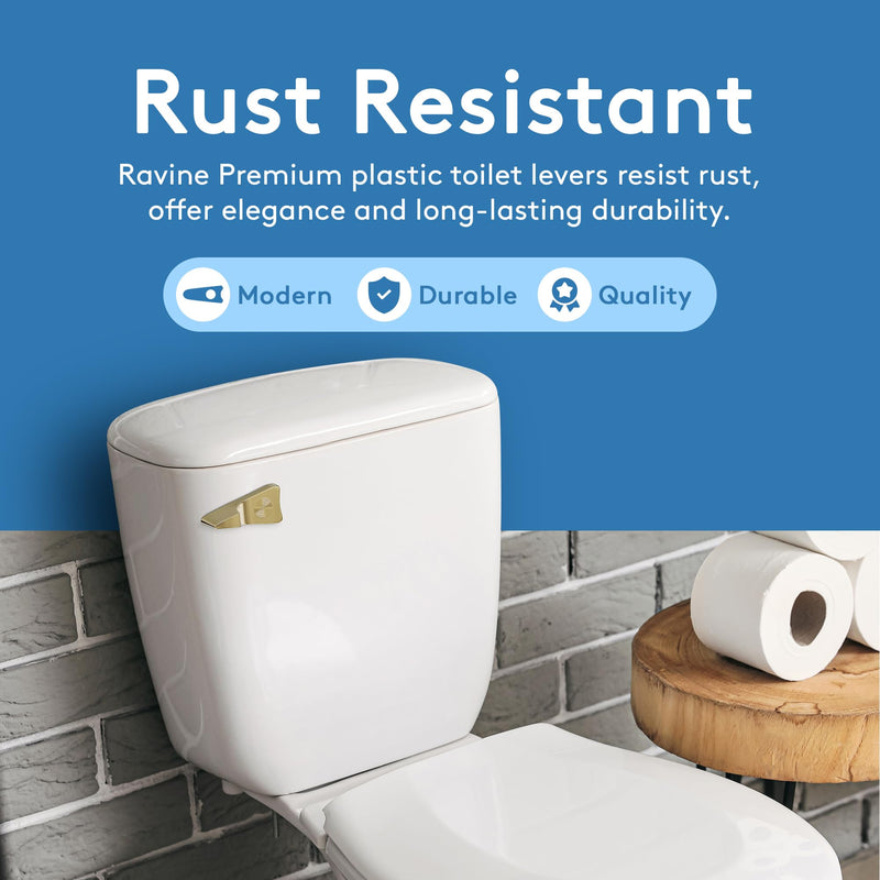 RAVINE Toilet Handle Replacement- American Standard Toilet Flush Handle with Elegant Design, Durable Toilet Flush Lever Front Mount - Easy to Install Toilet Bowl Handle Replacement (Matte Brass) Matte Brass
