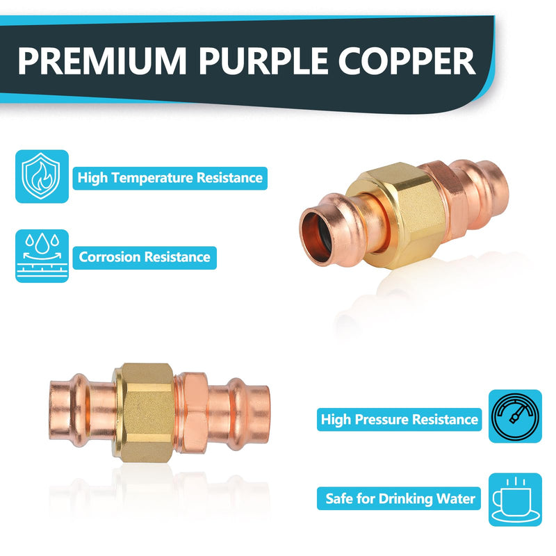 1Pack Seelink 1" Copper Press x 1" Copper Press Union Coupling(PRESS070-1) 1" x 1"