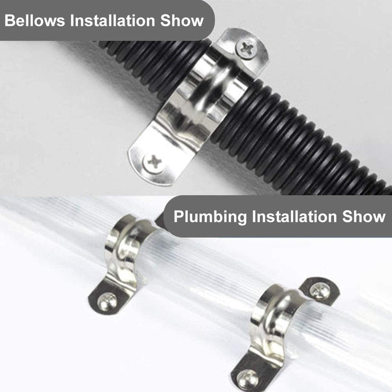 2 Pcs 8inch Rigid Pipe Strap,Two Hole Stainless Steel Strap U Bracket, Widened Tube Strap Tension Clip Assortment Kit Heavy Duty Pipe Clamp（219mm） 219mm/8inch