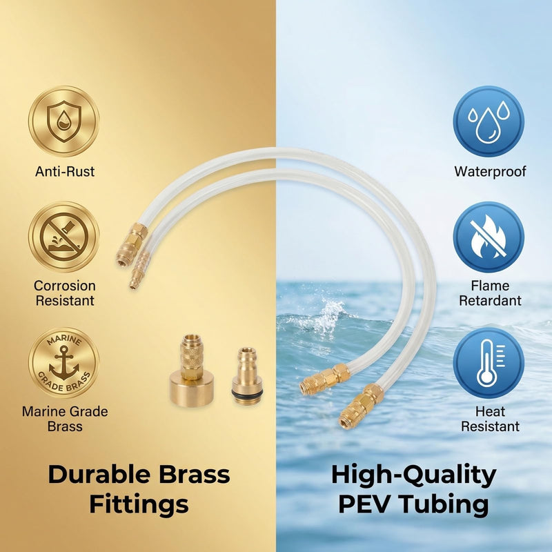 Hydraulic Steering Bleed Kit, Complete Boat Hydraulic Steering Kit with Brass Fittings for Easy Power Steering Fluid Flush, Leak-Free Bleeding Control for Marine Steering-Systems (21.6 Inches)