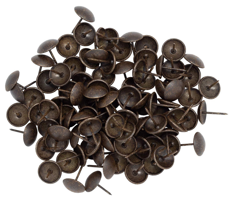 Premium Upholstery Tacks, Nailhead Decorative Trim for Furniture, 5/8" Diameter, 100 Nails (Dark Antique Brass) Dark Antique Brass