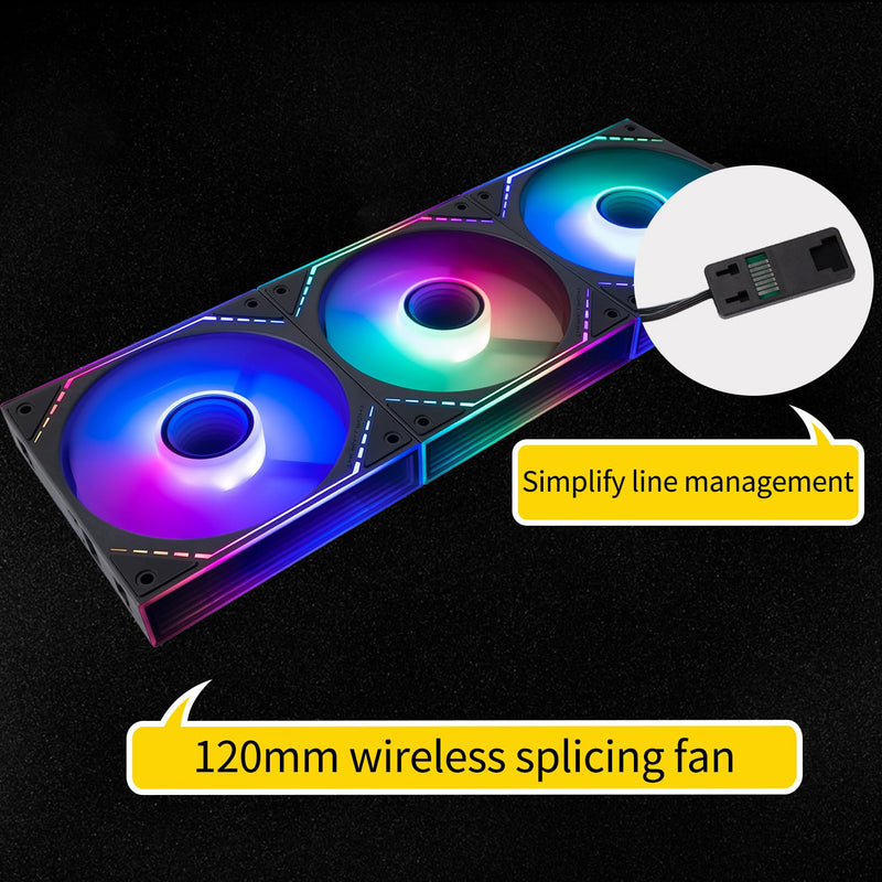 Thermalright TL-M12QR-S X3 Wireless Splicing Reverse Case Fan-120mm Quiet,Infinity Mirror ARGB Lighting Effects,New Power Chip Module Simplifies Wiring Management,3-Packs Building Blocks Fan