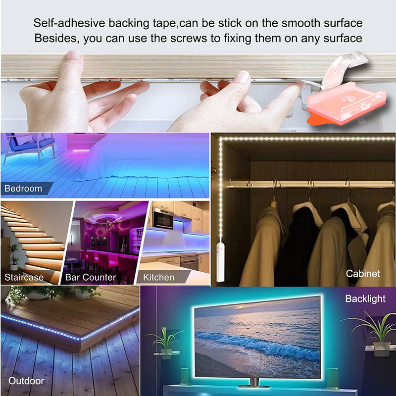 LED Strip Light Self-Adhesive Mounting Brackets and Clips,LED Strip Light Holder,Cable Wires Organizer Clips for Vehicle,Cabinet,Under-Counter, Indoor,Outdoor (Clear 100PACK With 100Screws) For 10mm IP65 Strip Light
