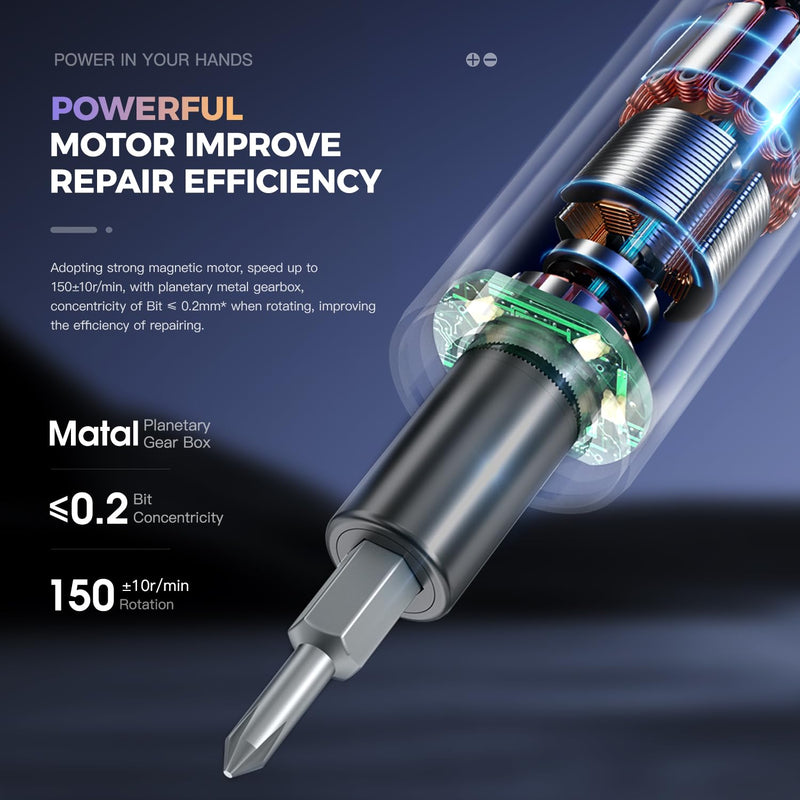 Mini Electric Screwdriver Cordless Set - 60-in-1 rechargeable Precision Screwdriver Set with 4 LED Lights, 3-Level Torque, Aluminum Magnetic Storage Box for Laptop/PC/Phone/Watch/Camera