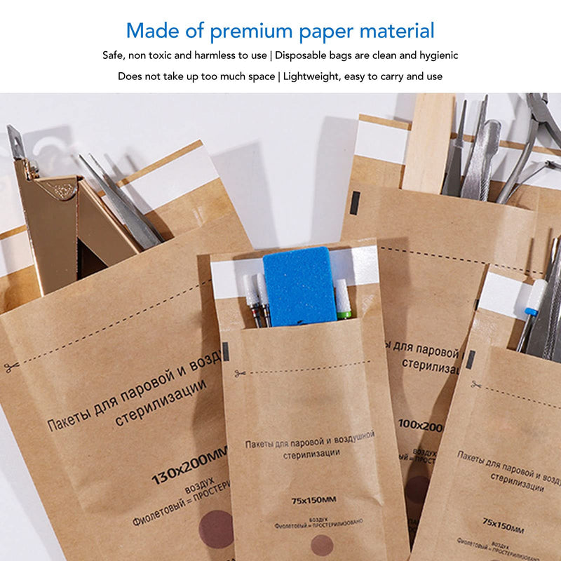 100PCS Pouches, Paper Disposable Bags, Nail Art Cleaning Bag, Self Sealing Cleaning Pouch for Oral Cavity Beauty 100x200mm