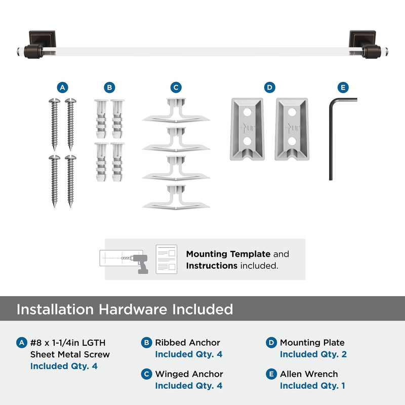 Amerock BH36064CORB | Clear/Oil-Rubbed Bronze Towel Bar | 24 inch (610 mm) Center-to-Center Towel Rack | Glacio | Bathroom Towel Holder | Bathroom Hardware | Bath Accessories