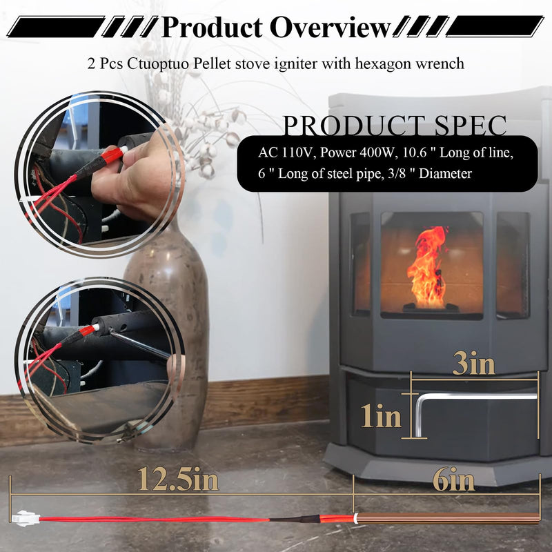 Pellet Stove Igniter with Hexagon Wrench Fits Comfortbilt Igniter1 IG-1 2 Pcs