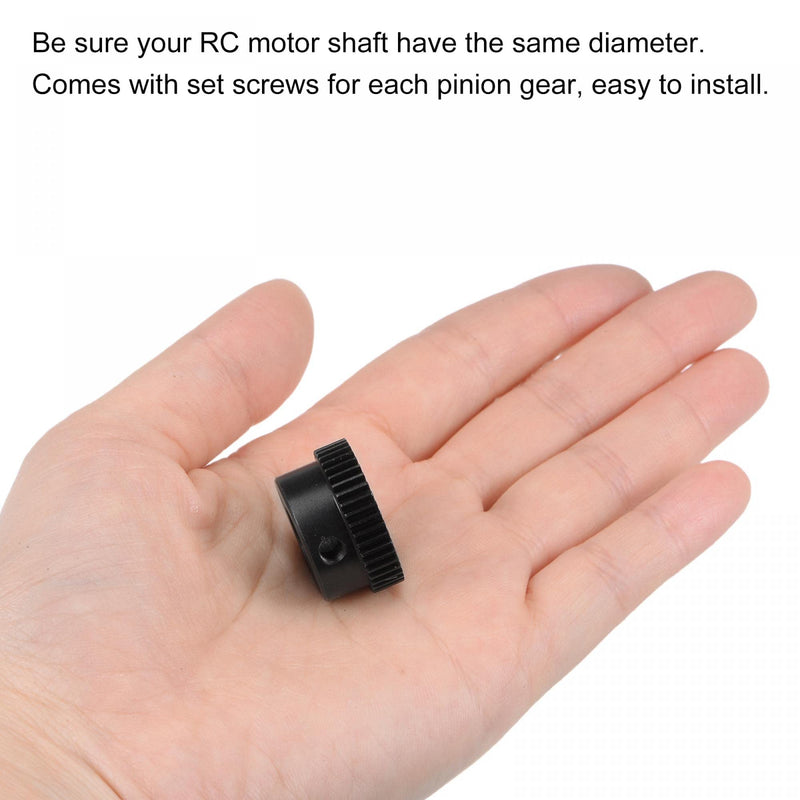 uxcell Pinion Gear Set, 45# Carbon Steel Motor Rack Spur Gear with Step Black, 0.5 Mod 44T 8mm Bore 23mm Outer Dia, M4 Set Screws Included