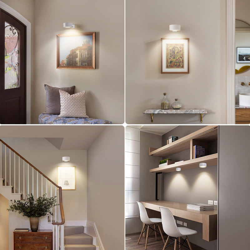 3 Pcs Battery Operated Picture Lights for Wall, Wireless LED Poster Lights with 3 Lighting Modes,Magnetic Gallery Art Light for Paintings, Dimmable and Timer Artwork Light(White) White
