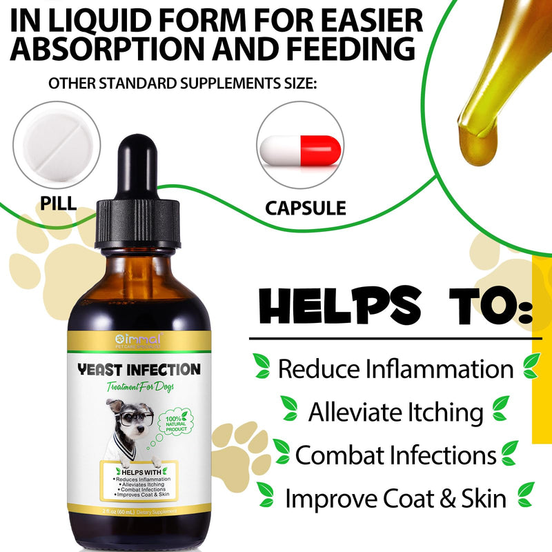 Dog Yeast Infection Treatment, Natural Yeast Infection Treatment for Dogs, Supports Dog Ear Infection Treatment and Allergy Itch Relief, Reduces Inflammation,Improve Coat & Skin, Bacon Flavor, 2 Fl Oz - PawsPlanet Australia