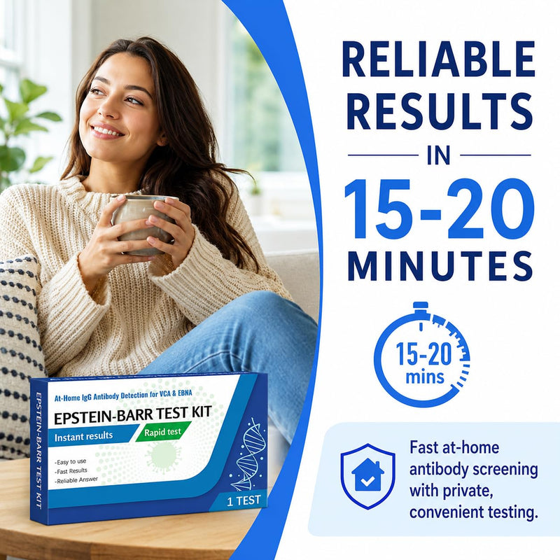 Epstein Barr (EBV) Test at-Home Testing，Easy to Read and use，Quick Results Within 15 Minutes，Against The Epstein-Barr Virus’s VCA and EBNA，Highly Accurate.