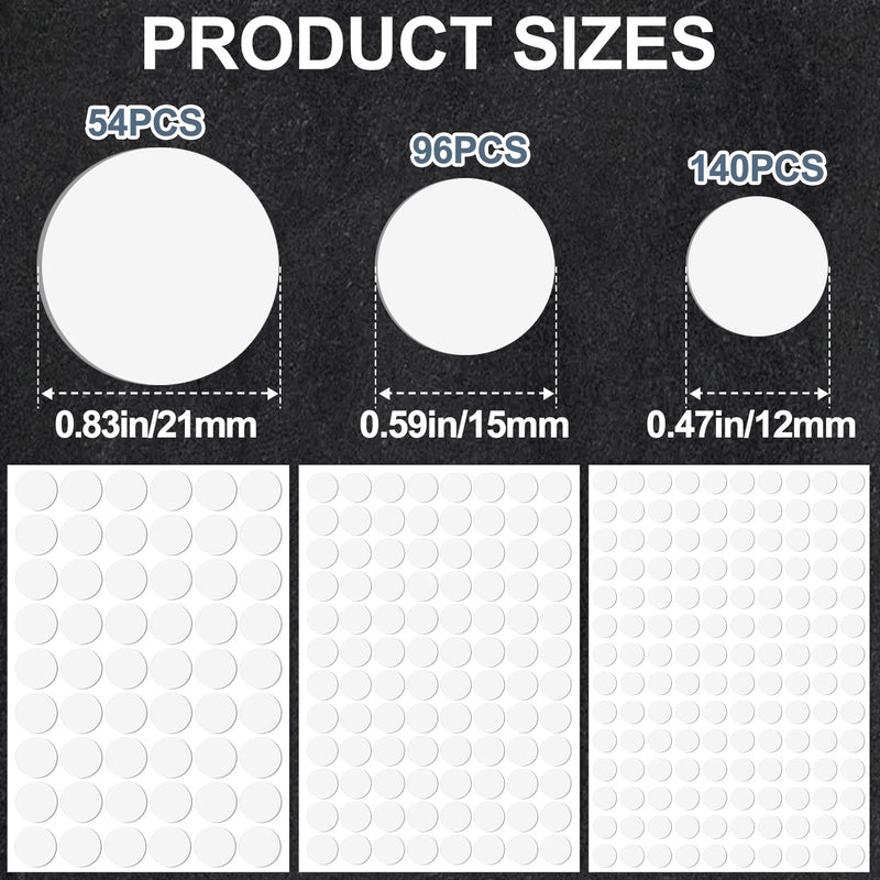 290pcs Self-Adhesive Screw Cover Stickers, PVC Non-Faded Screw Hole Cover Caps, 12mm 15mm 21mm Dustproof Sticky Decals for Various Furniture Cabinet- White 290pcs-12mm 15mm 21mm X White