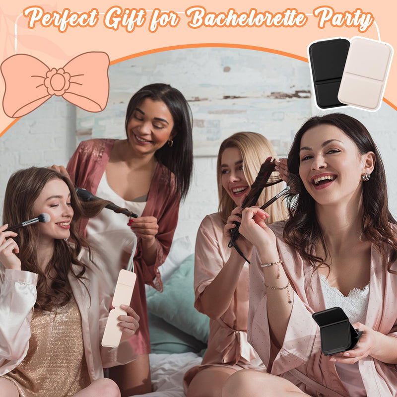 12 Pcs Compact Portable Mirror Bulk Handheld Folding Pocket Makeup Mirror 4.2'' Travel Ultrathin Mirrors for Camping Home Office Sleepover Party Women Mom Party Gift (Rectangle,White,Black) Rectangle White,black 12