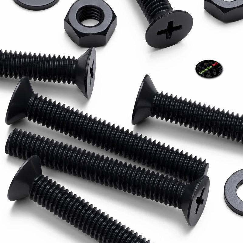 50 x Black Nylon Countersunk plastic machine screws, M6 x 40mm, Plastic Bolts, Nuts & Washers, (15/64 x 1-37/64 in)