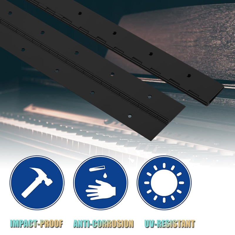 20Inch Black Continuous & Piano Hinges, 2PCS Heavy Duty Stainless Steel Piano Hinge with Hole, 0.05" Thickness/1.2" Open Width Folding Cabinet Door Butt Hinge 20 Inch