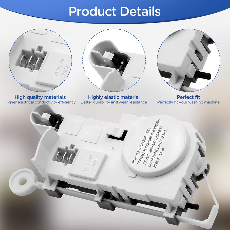 WPW10443885 Washer Door Lock Latch Replaces W10443885 3020352 AP6021486 PS11754810 EAP11754810, Fit for Whirlpool Maytag Washer MHW5100DW0 WFW92HEFC0 MHW3505FW1