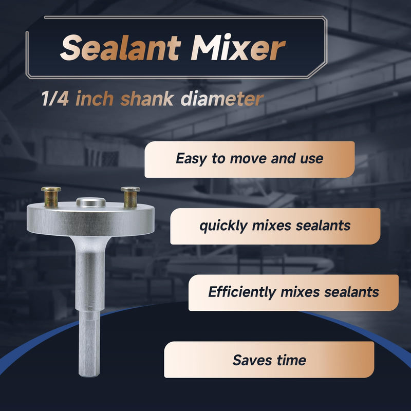 Sealant Mixer Compatible with SEMKIT Sealant Tubes, 1/4" Shank Sealant Mixer for Sealant Tubes, 2 Threaded Dowels