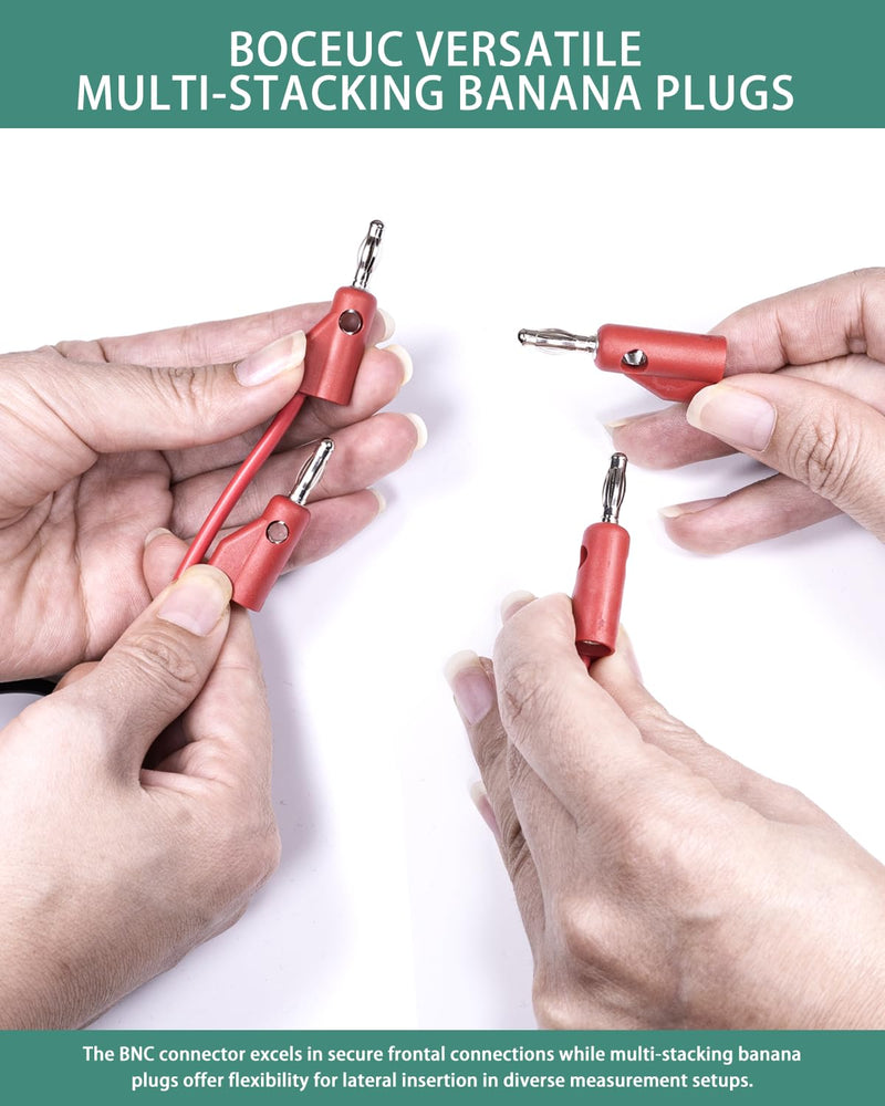 BNC Test Leads, BNC to Multi-Stacking Banana Plugs, Test Lead Breakout Cable for Multimeter, 5A Current Rating, 1 Pack Male Plug