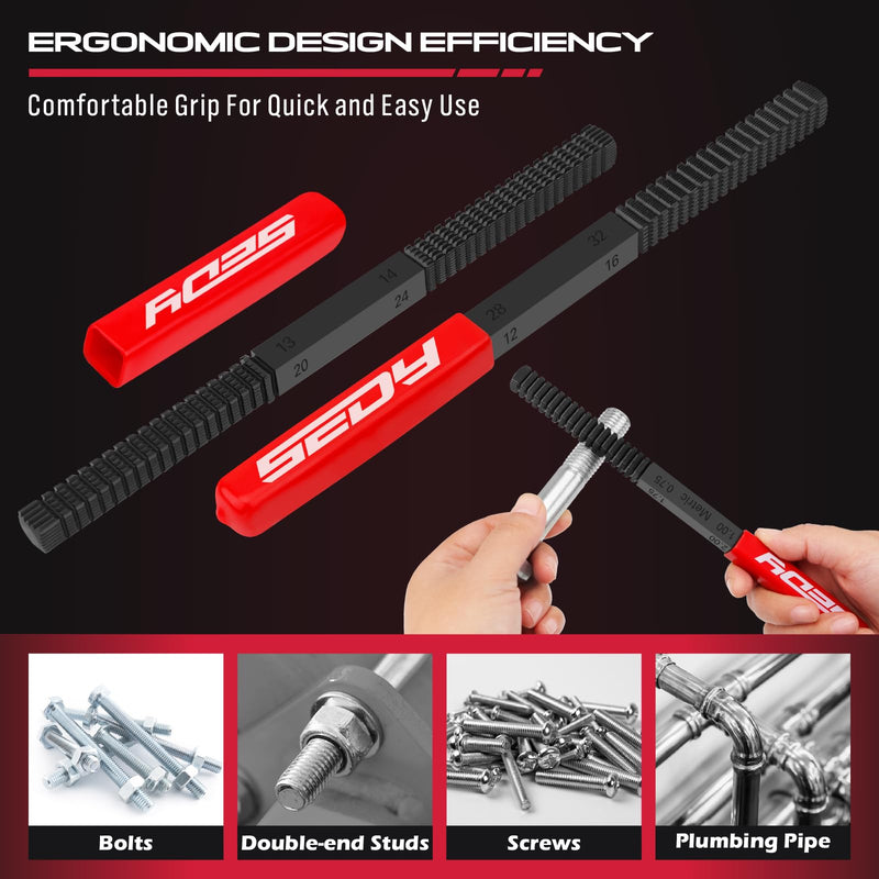 Thread Restorer File Chaser Set: 3-Piece Thread Restoring Chaser Files Metric and SAE Thread Restorer File Set Thread Repair Tool for Hardware DIY