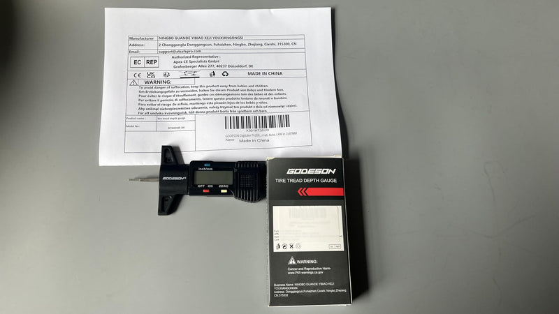 GODESON Digital Tyre Tread Depth Gauge UK,0-25.4 Mm Inch Tyre Guage Digital with Large LCD Display and Tire Tread Depth Measuring Tool for Cars,Trucks,Moto LARGE LCD SCREEN