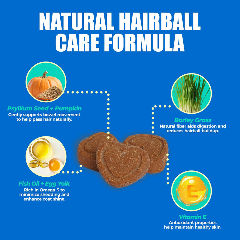 Just Try 300 Bites Hairball Control Cat Treats - Hairball Treatment & Relief for Cats - with Cat Grass, Pumpkin, & Omega-3 Fish Oil, Crunchy Chicken Flavor Crunchy Bites Hairball Support