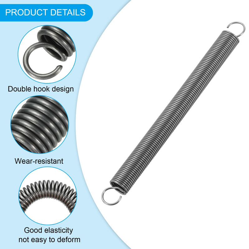 PATIKIL Extension Spring, 2pcs Wire Diameter 0.04", OD 0.4", Free Length 4.7" Spring Steel Dual Hook Tension Springs for Lawn Tractor Home Repairs DIY, Grey 1.0*10*120mm
