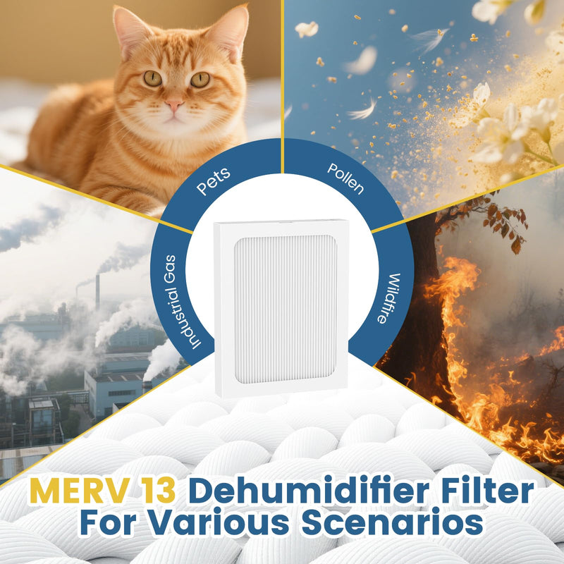 9 x 11 x 1 MERV 13 Replacement Dehumidifier Filter, 4 Pack (White)