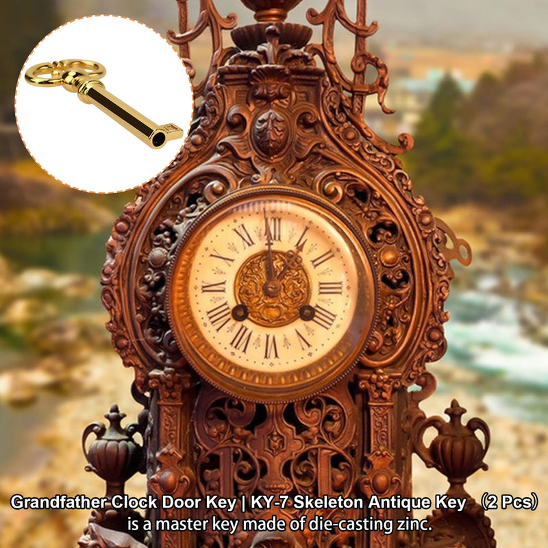 Grandfather Clock Door Key with Most Clocks Made Before 2004,KY-7 Skeleton Antique Key Compatible with Ridgeway,Sligh,Emporer,Pearl,Seth Thomas,Trend Grandfather Clock(2 Pack)