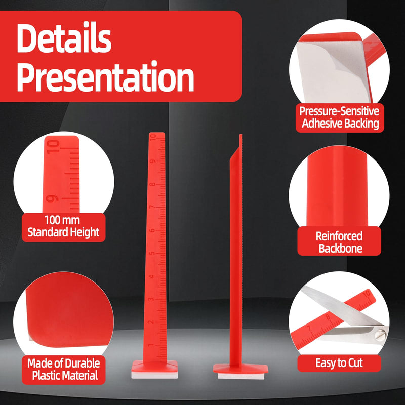 200 Pack 100 MM Leveling Pins, Self-Leveling Stick Pegs for Professional Tile, Stone, Concrete and Flooring Tools(Red)