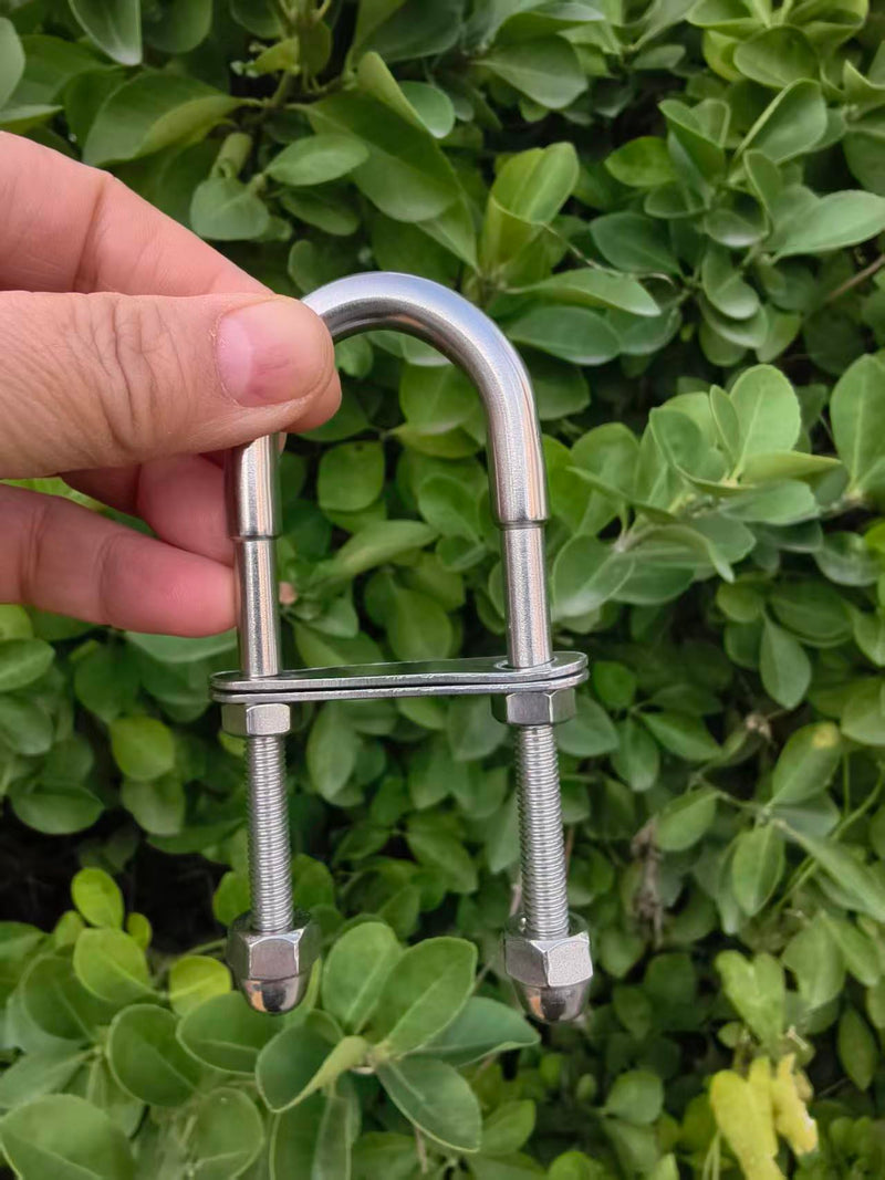 Stainless Steel 316 Eye Bolts Boat Stern Bow Eye Tie Down U Bolt with Plate and Nuts,1/4" Dia 4" Length Boat Accessories Marine U Bolt 1/4 inch