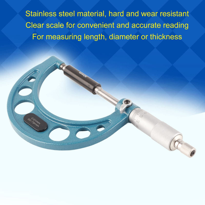 Outside Micrometer Outer Diameter Micrometer Gauge Micrometers Tool Measurement for Metric Thickness Outside Micrometers (50-75mm) 50-75mm