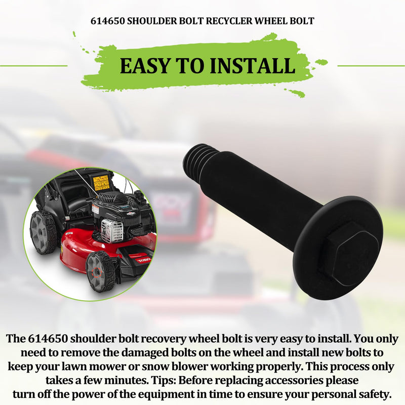 614650 Shoulder Bolt Recycler Wheel Bolt Compatible with Toro Lawn Mower and Snow Blower, Fits Models 22" Recycler Mower and Toro 1980s, Replaces Part Number 94-2797, 55-9160 and 61-4651, 4 Pack