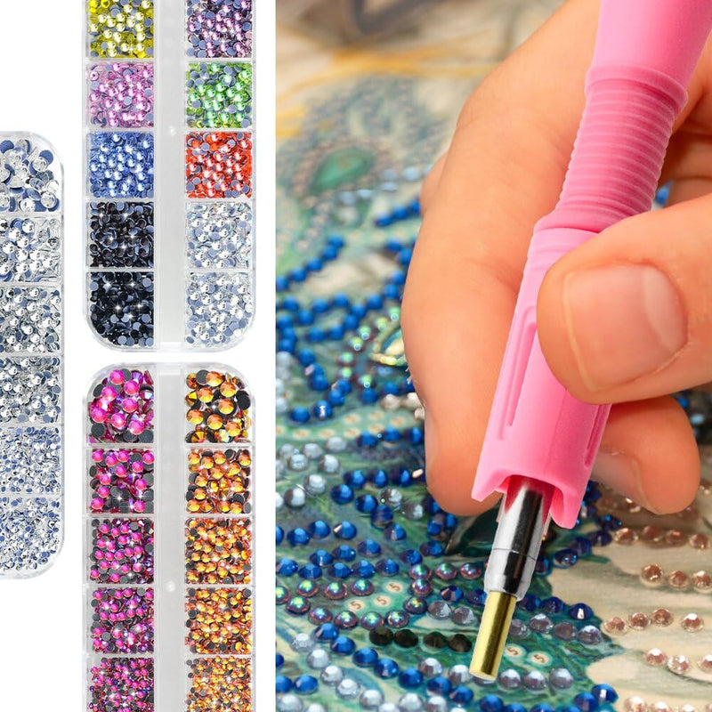 XINMEIWEN Bedazzler Kit with Rhinestones,Hot Fix Applicator Tool, Diamond Painting Pen, 7 Different Sizes Tips,Tweezers and Brush Cleaning Kit for DIY Clothes Shoes (Pink) 3Pack PINK