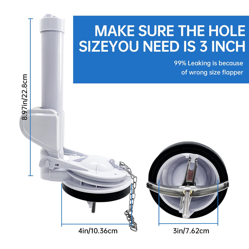 3-Inch One Piece Toilet Flush Valve Repair Kit, Universal Replacement with Flapper & Chain, Leak-Proof Silicone Seal, Easy Install, Compatible with TOTO/American Standard (Not for Two-Piece Toilets)