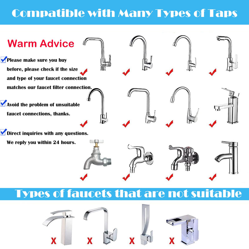 PCTC Bathroom Sink Filter, Bathroom Faucet Filter, 360 Degree Rotating Faucet Filter Purifier Kitchen Faucet, Fluorine, Heavy Metals and Hard Water from Home Kitchens and bathrooms (2 Pack) A