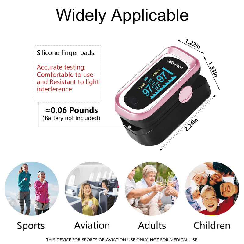 Pulse Oximeter Fingertip, 4 Data Pulse Oximeter with Respiration, Pulse Oximeter Fingertip with Respiration SpO2 Pulse Rate Count, OLED Oximetry with Batteries and Carry Bag and Lanyard (Pink)
