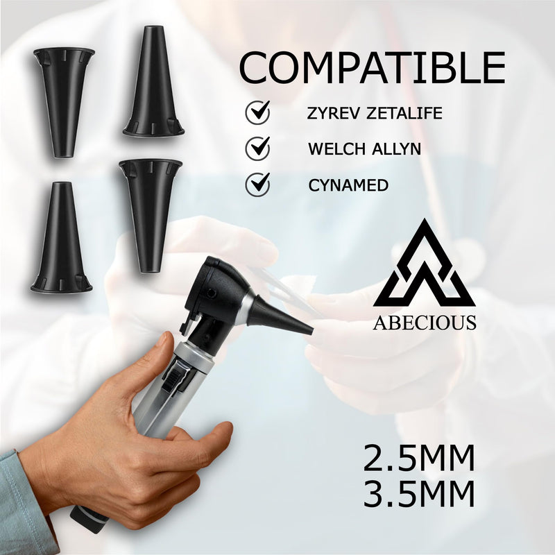 Diagnostic Otoscope Covers – Pack of 50 Universal, High-Quality Disposable Plastic Ear Otoscope Specula Tips (25 of Each Size: 2.5mm & 3.5mm) for Adults & Children