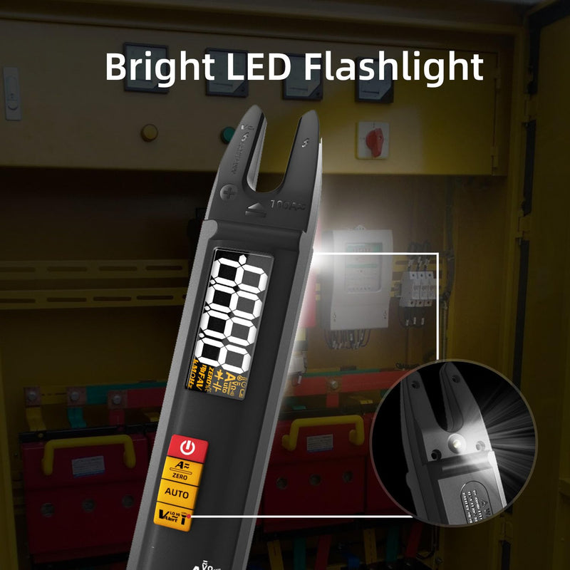 Digital Clamp Meter AC DC Current Open Jaw Fork Meter Rechargeable Auto Ranging Multimeter NCV Amp Volt Ohm Electrical Tester Pen Shape Tester