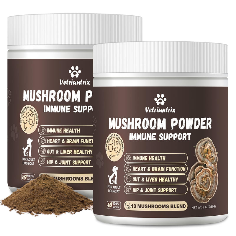 Turkey Tail Mushroom for Dogs, Organic 10 Mushroom Blend for Lumps and Bumps, Dog Herbal Supplements Probiotic with 50% β-Glucan, Joint Gut Immune Skin Support - 120g Chicken