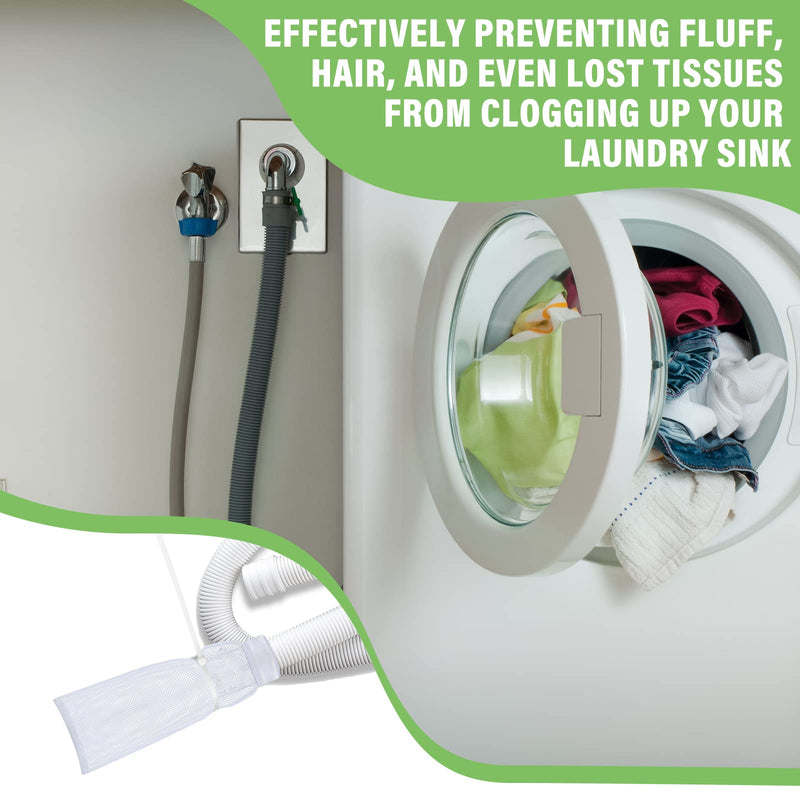 24 Pieces Lint Traps and Cable Ties Set 6 Nylon Mesh Lint Trap for Washing Machine Discharge Hoses Washer Hose Lint Traps and 18 Cable Ties Fits Most Washing Machines (White) White
