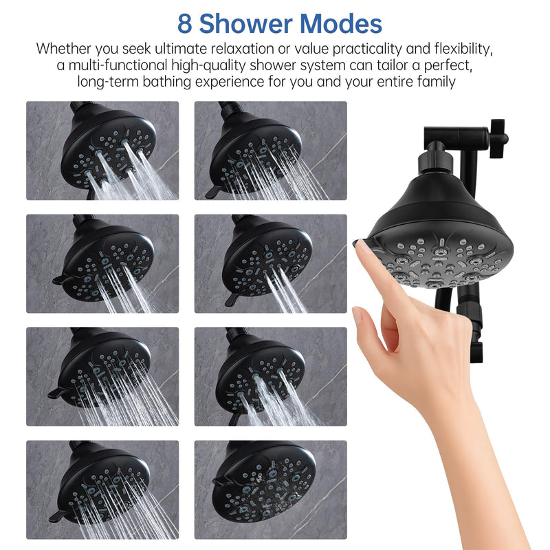Joyrain 11-Inch Adjustable Shower Arm Extension | Unique Locking Gear Design | Universal G1/2 Fit for Standard Fixed Showerheads | Multiple Colors (Matte Black) Matte Black